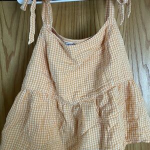 Old Navy Orange Checkered gingham Sleeveless Top